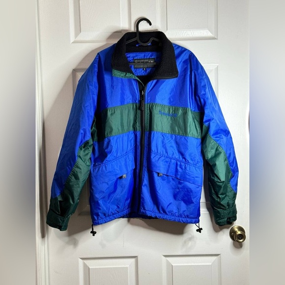 Vtg Timberland Nylon Jacket Coat Waterproof Fleece Lined Mens S Blue Green - Picture 3 of 15